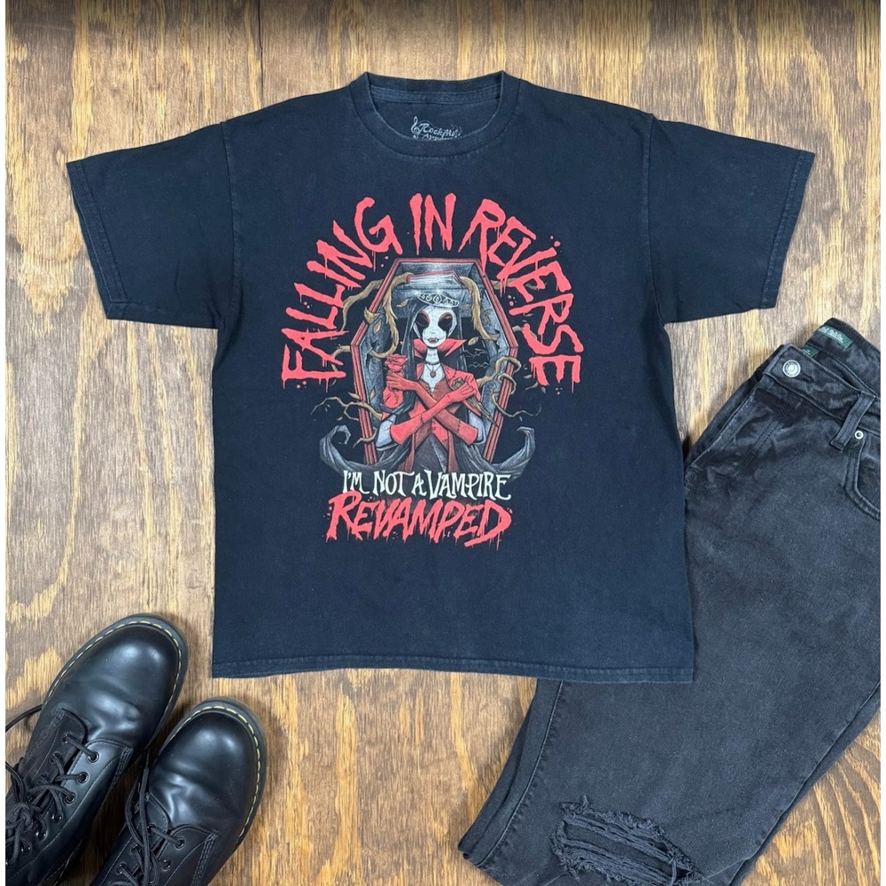 Falling In Reverse I'm Not A Vampire Revamped T Shirt XS Oversized Black Band